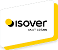 Logo Isover Saint-Gobain : Isolation Performante Logo Isover de Saint-Gobain, avec un point jaune, le mot 'isover' en noir et le texte 'SAINT-GOBAIN' en petit dessous, encadré de jaune.