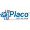 Logo Placo Saint-Gobain : Solutions de cloisons et plafonds Logo Placo Saint-Gobain avec un globe terrestre bleu et des barres verticales grises devant le texte bleu « Placo® ».